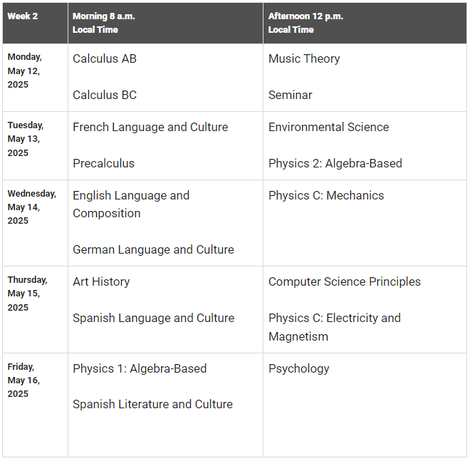 2024-25 AP Schedule - Week 2